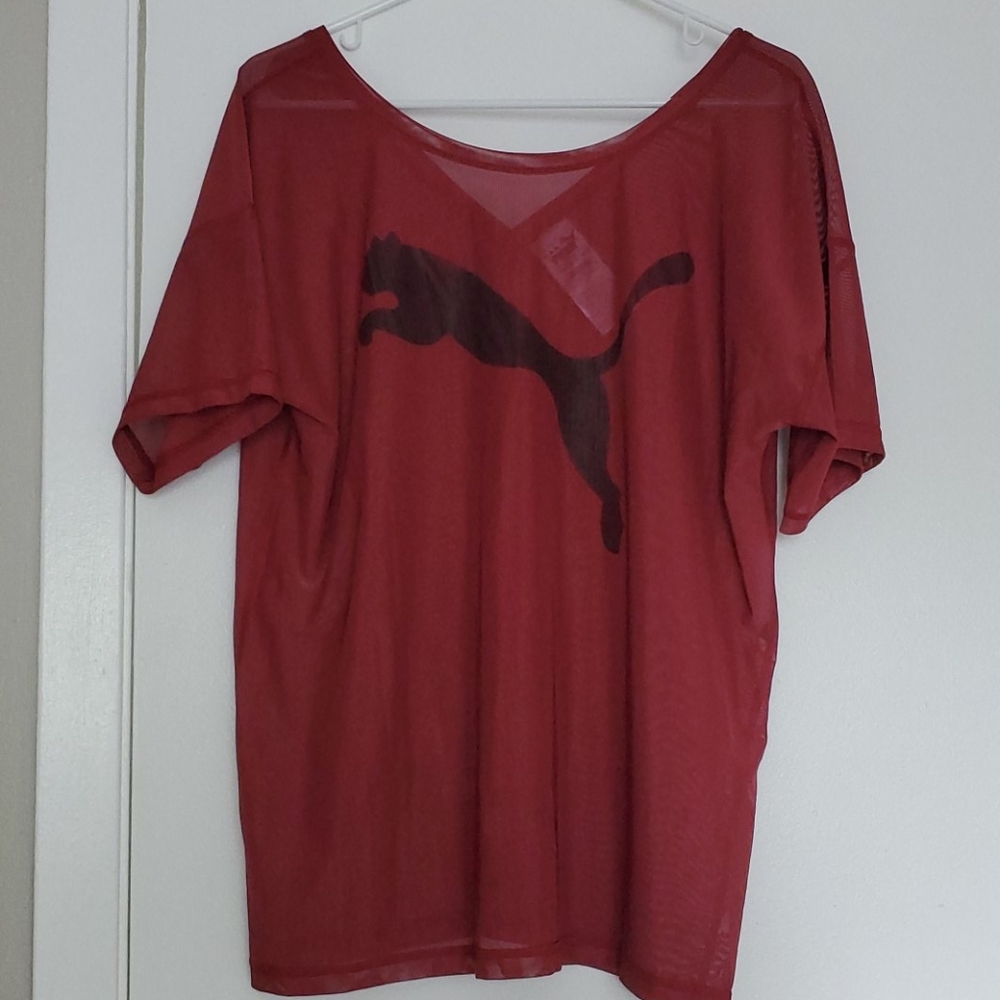PUMA Mesh Tee - Marroon